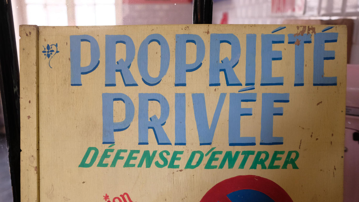 Panneau vintage en bois "propriété privée" peint à la main