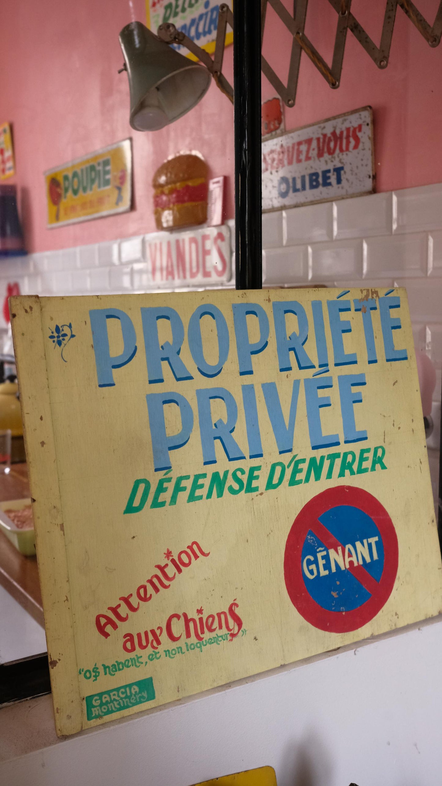 Panneau vintage en bois "propriété privée" peint à la main