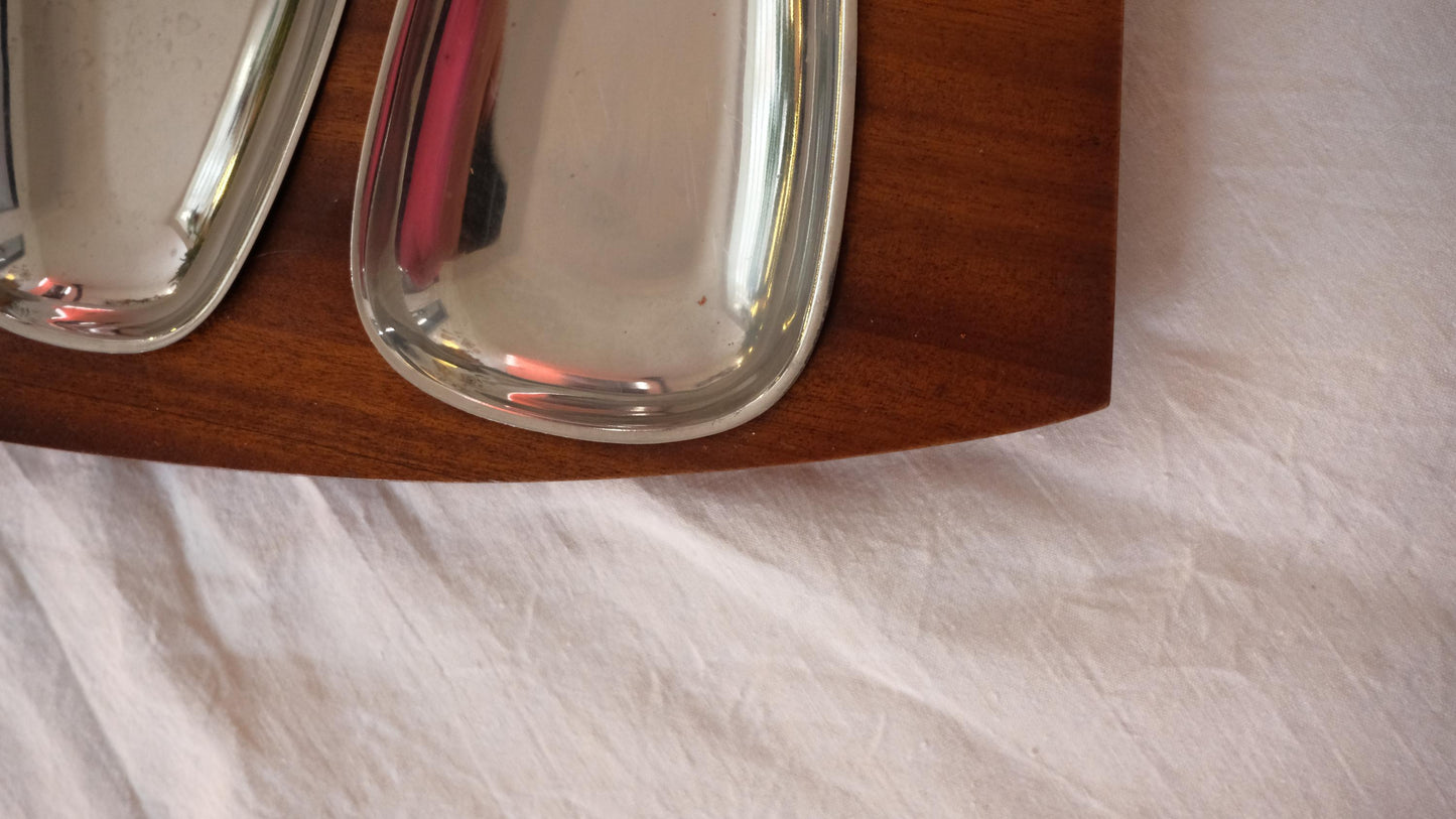 Serviteur appéritif nomar vintage en teck et inox