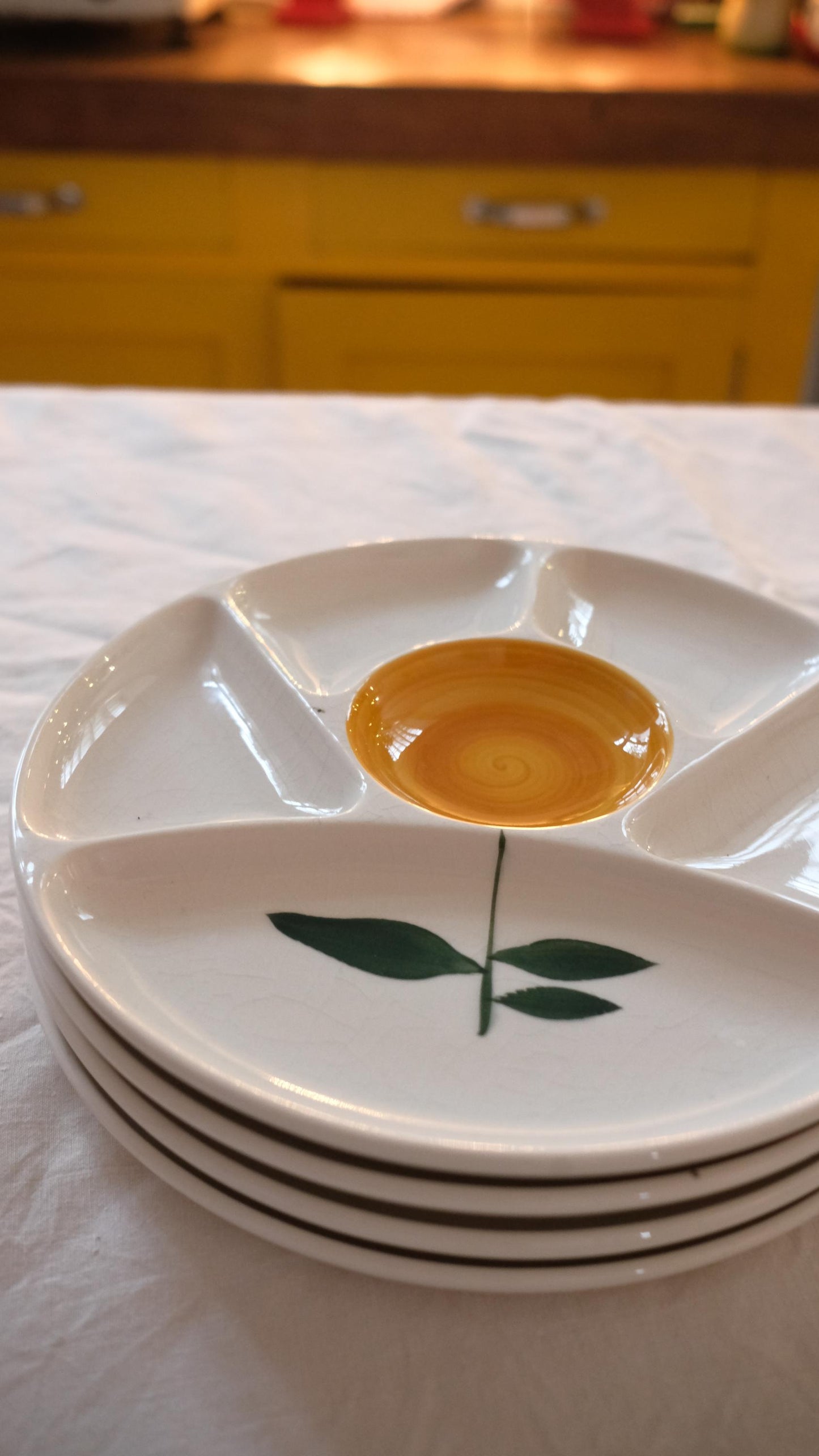 Assiettes à fondue Vintage Gien modèle Ascoli
