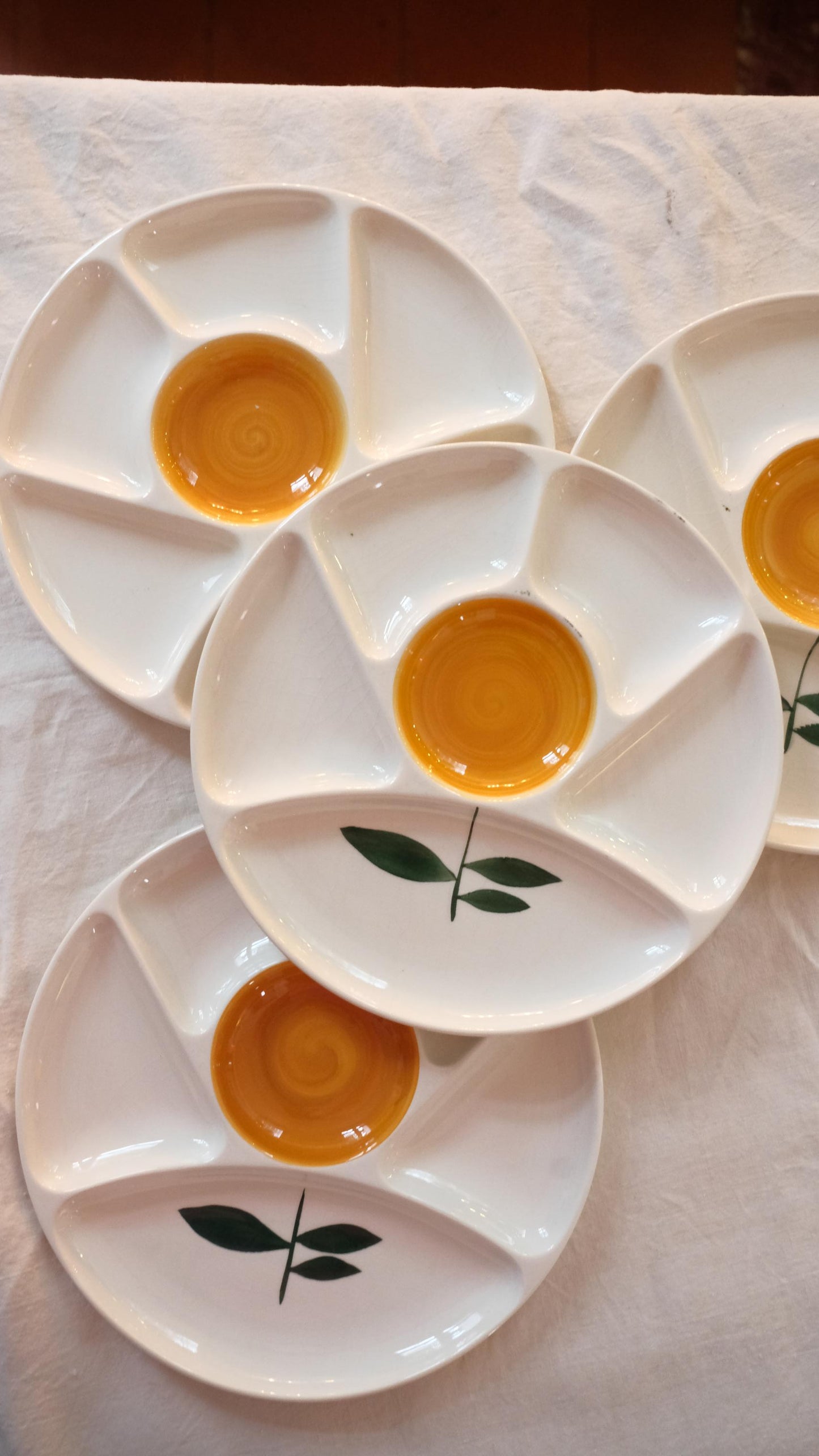 Assiettes à fondue Vintage Gien modèle Ascoli