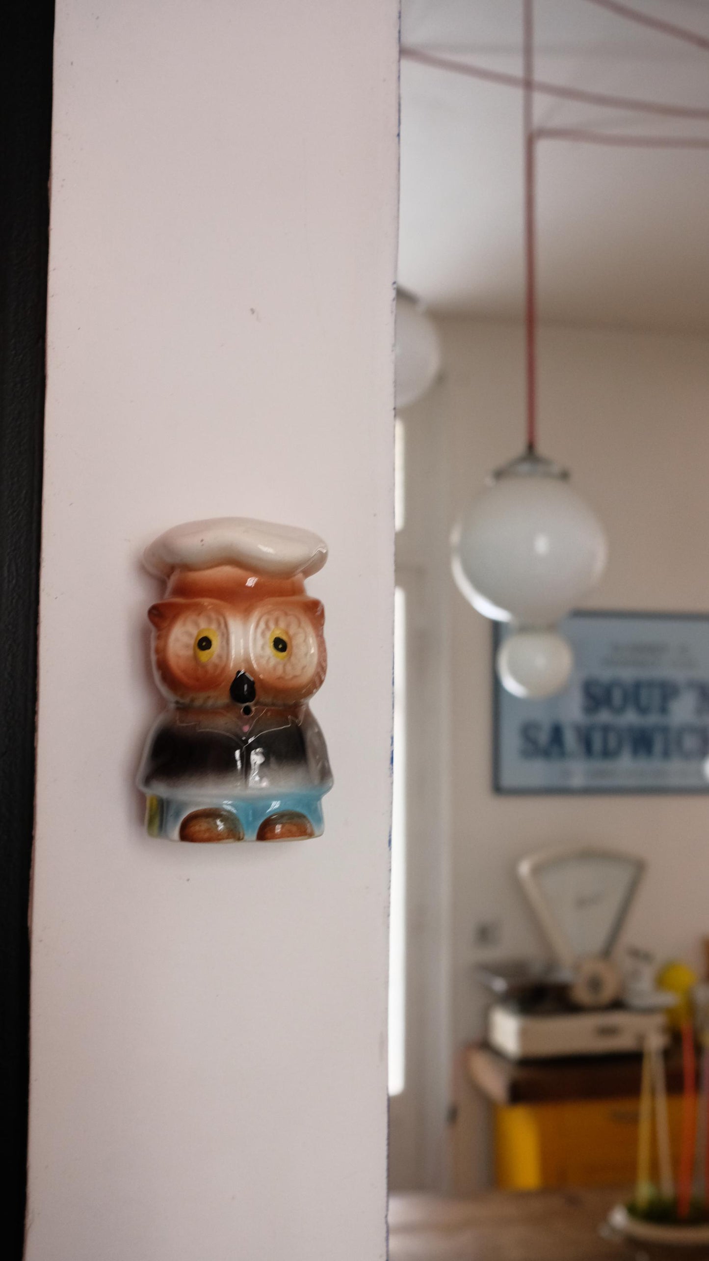 Dérouleur de ficelle zoomorphe vintage en forme de hibou