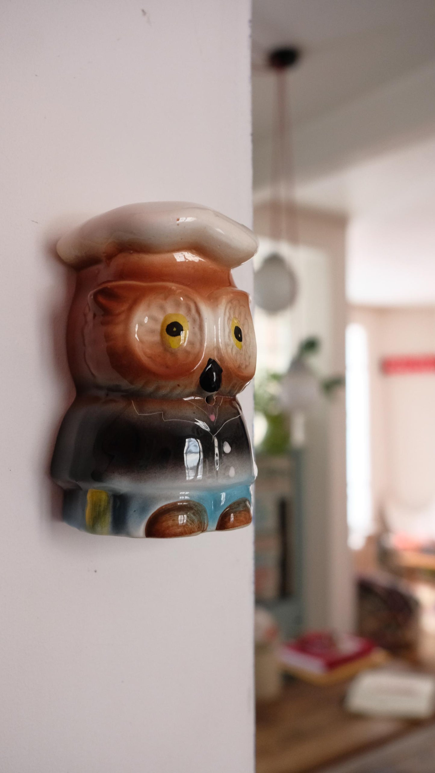 Dérouleur de ficelle zoomorphe vintage en forme de hibou