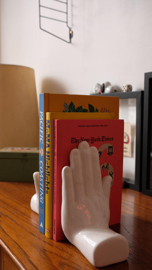 Paire de serre-livres vintage en forme de main