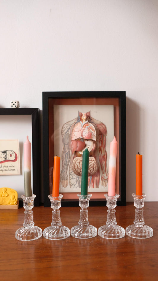 Bougeoirs en verres moulés style Portieux