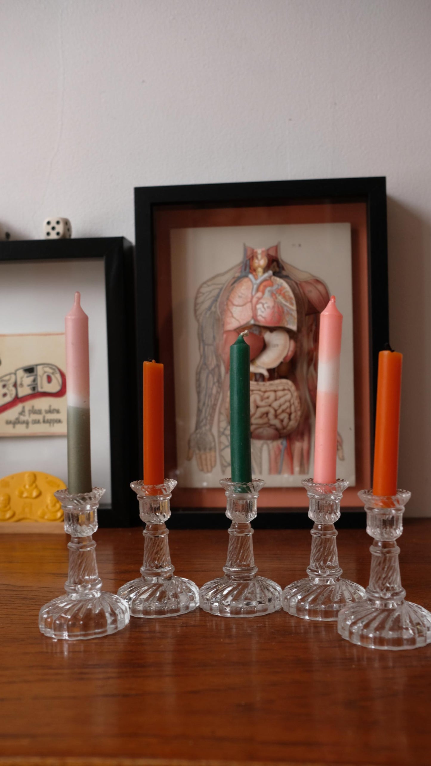 Bougeoirs en verres moulés style Portieux