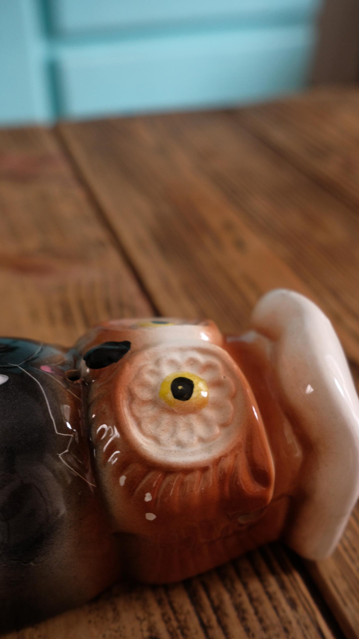 Dérouleur de ficelle zoomorphe vintage en forme de hibou