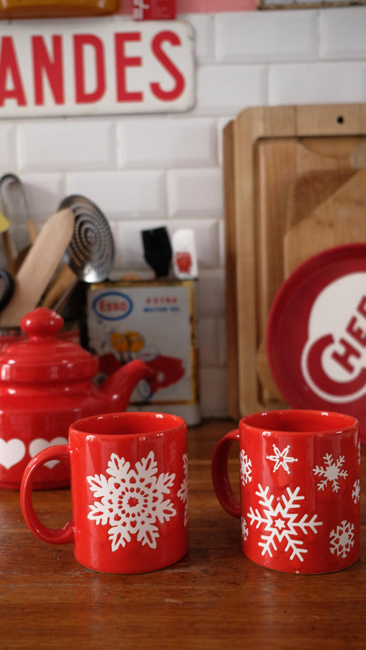 Lot de deux mugs Waechtersbach vintage motif flocons