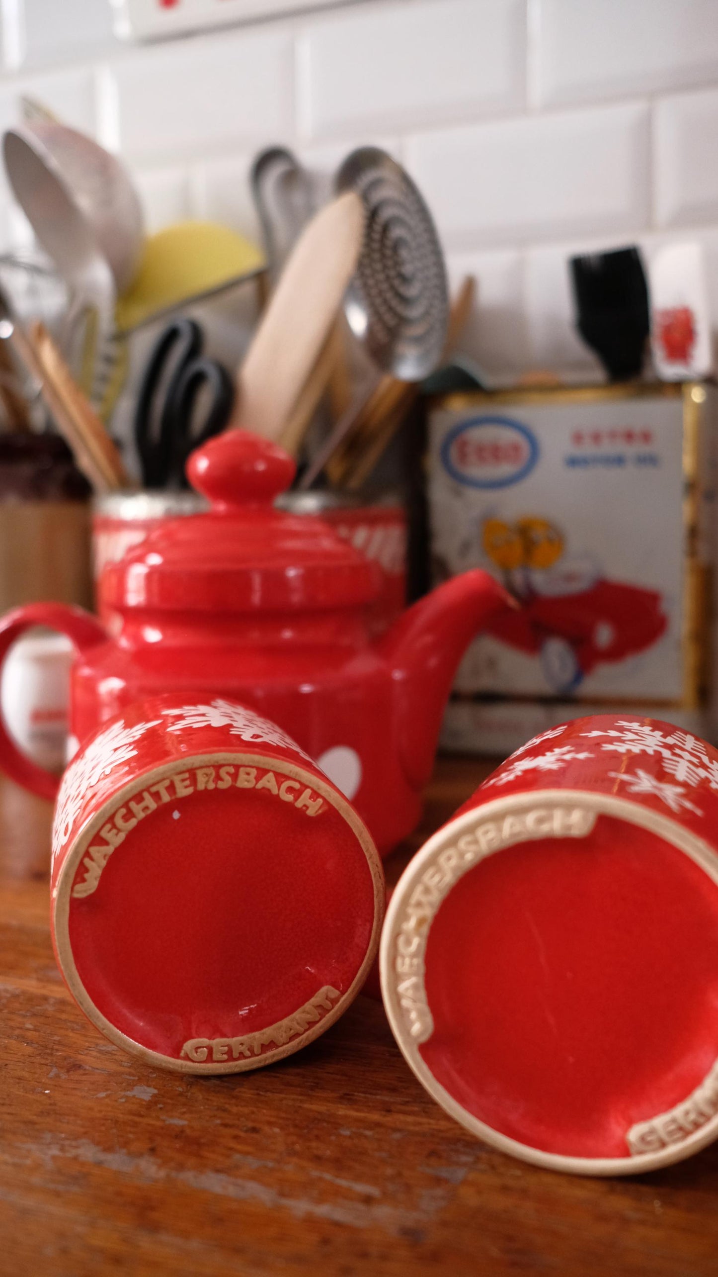 Lot de deux mugs Waechtersbach vintage motif flocons
