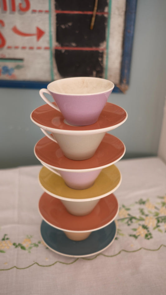 Lot de 5 tasses à espresso+coupelles vintageVilleroy&Boch