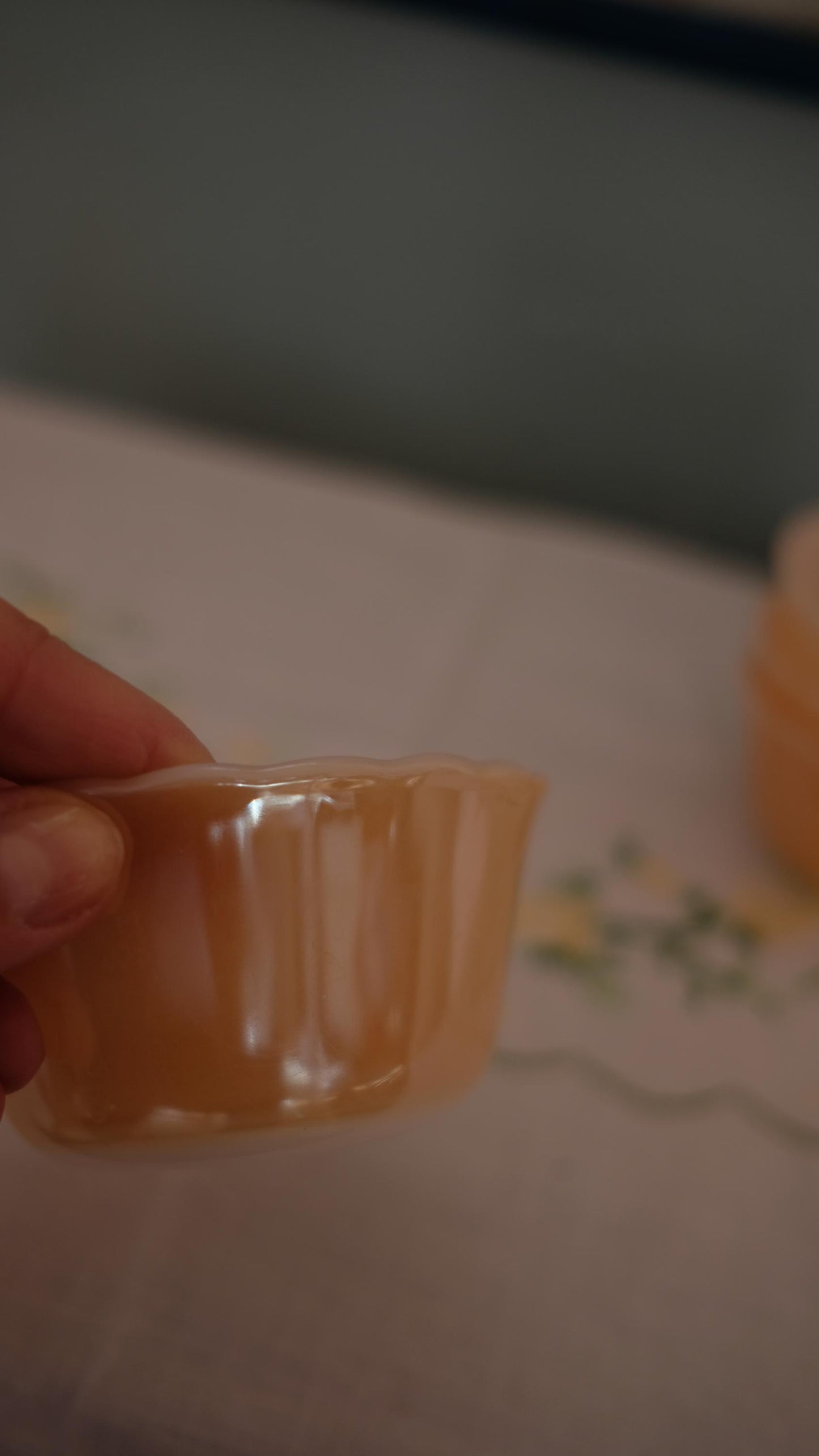 Lot de quatre ramequins fire king made in usa modèle peach glass