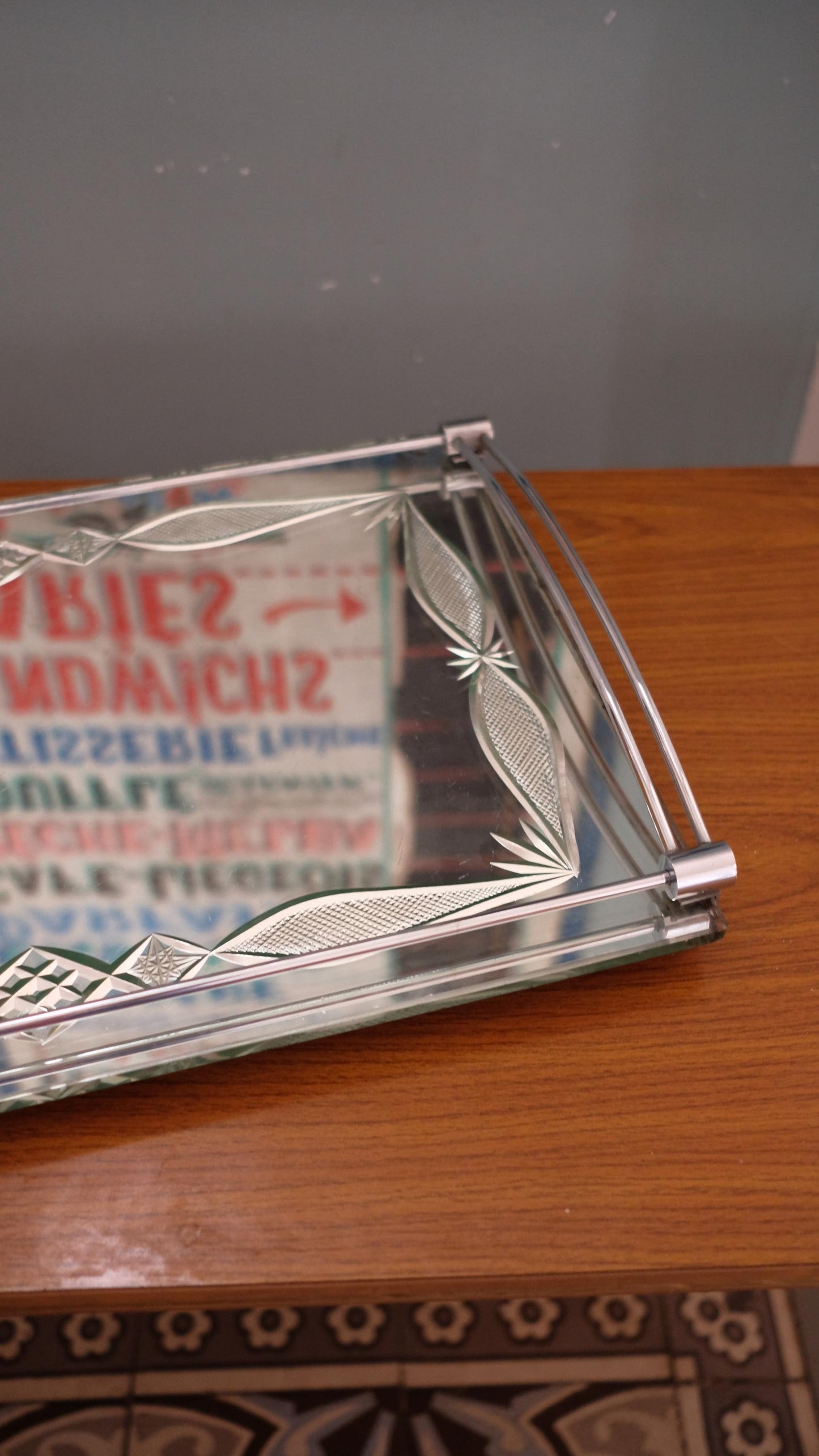Plateau miroir vintage années 30