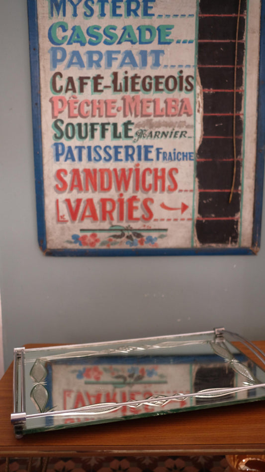 Plateau miroir vintage années 30