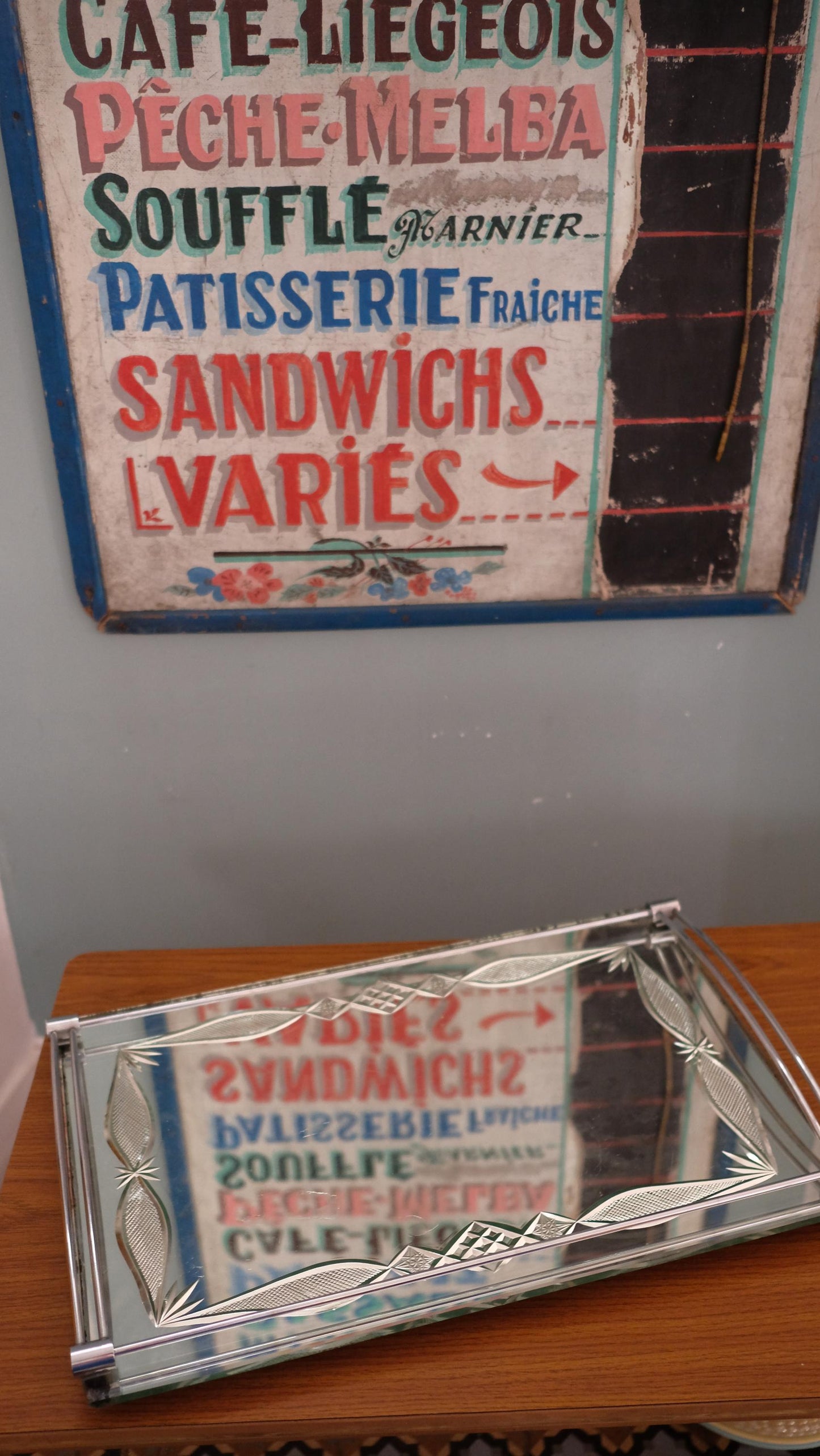 Plateau miroir vintage années 30