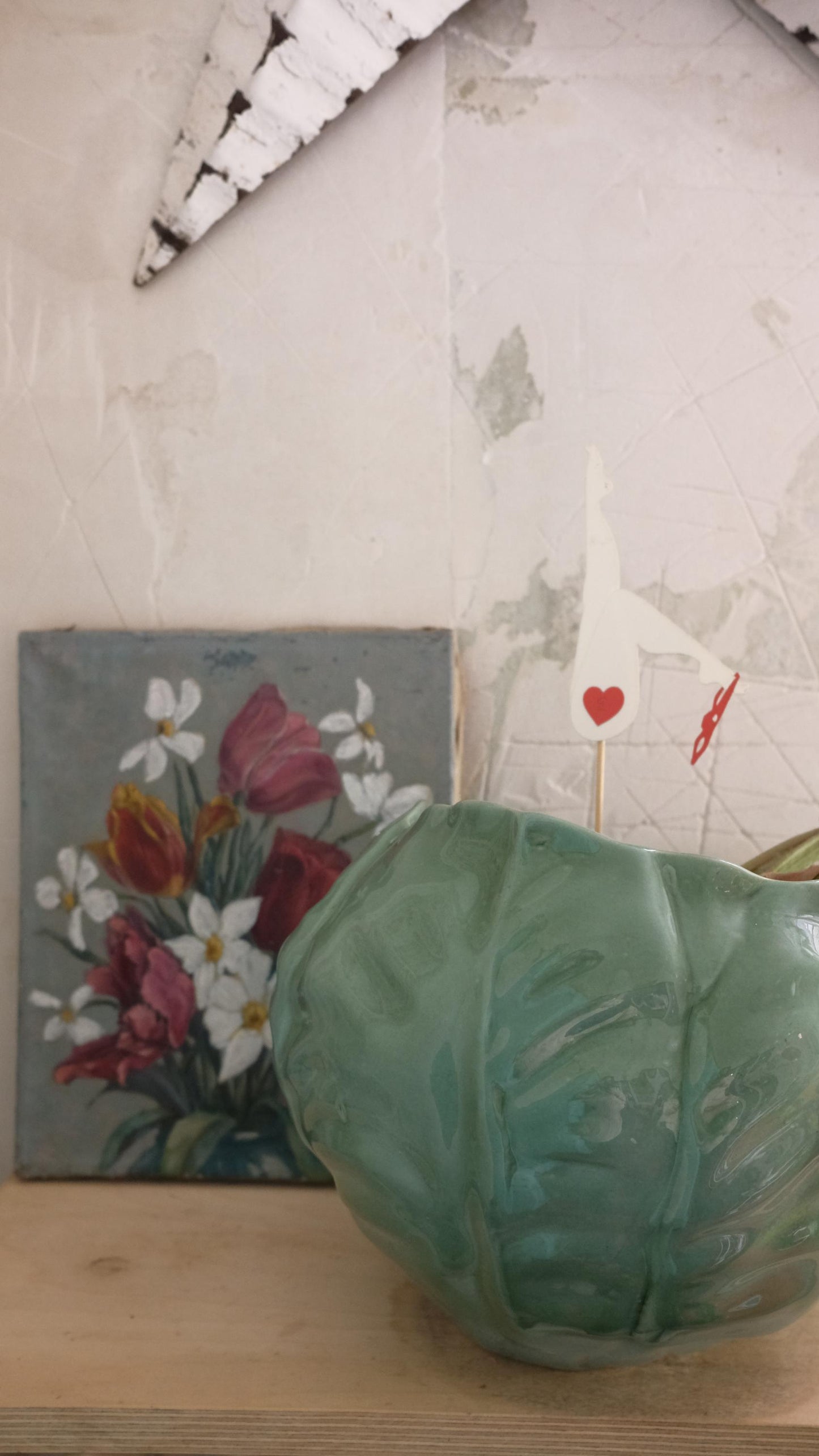 Cache pot vintage en barbotine chou