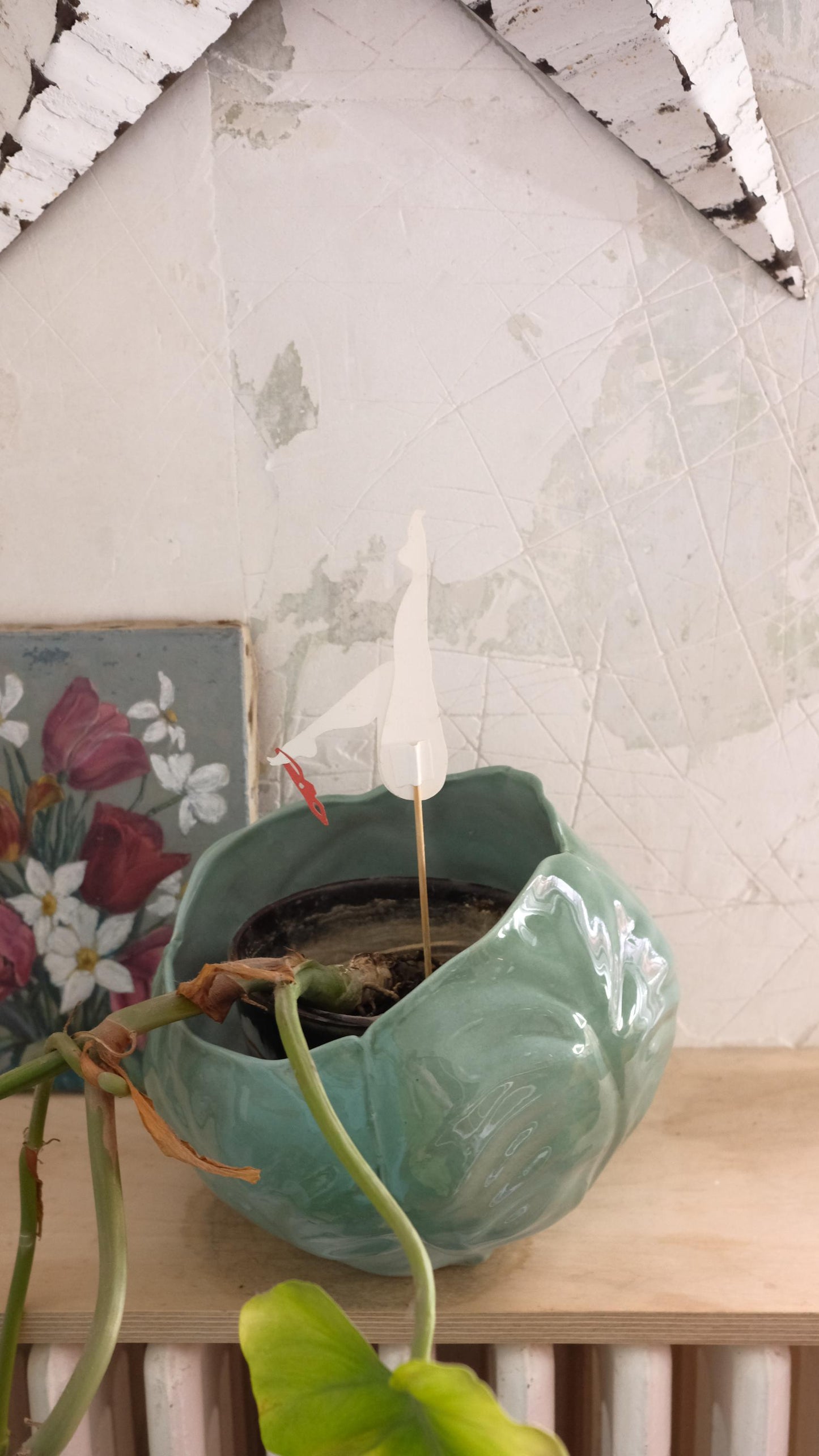Cache pot vintage en barbotine chou