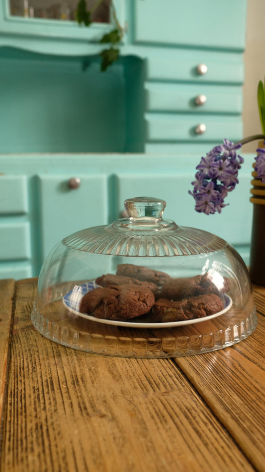 Cloche à gâteaux vintage en verre