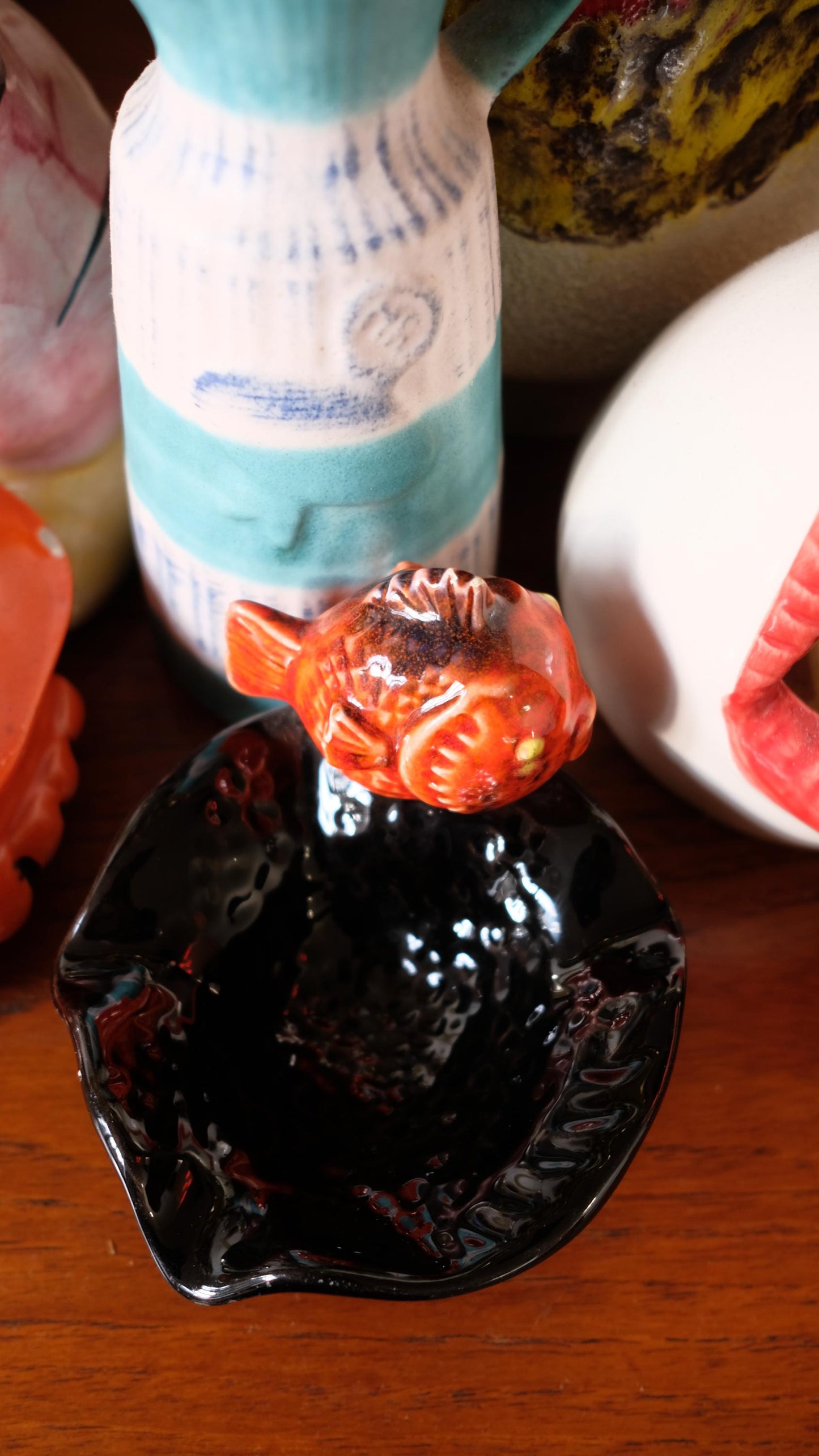 Cendrier poisson vintage en céramique style Vallauris