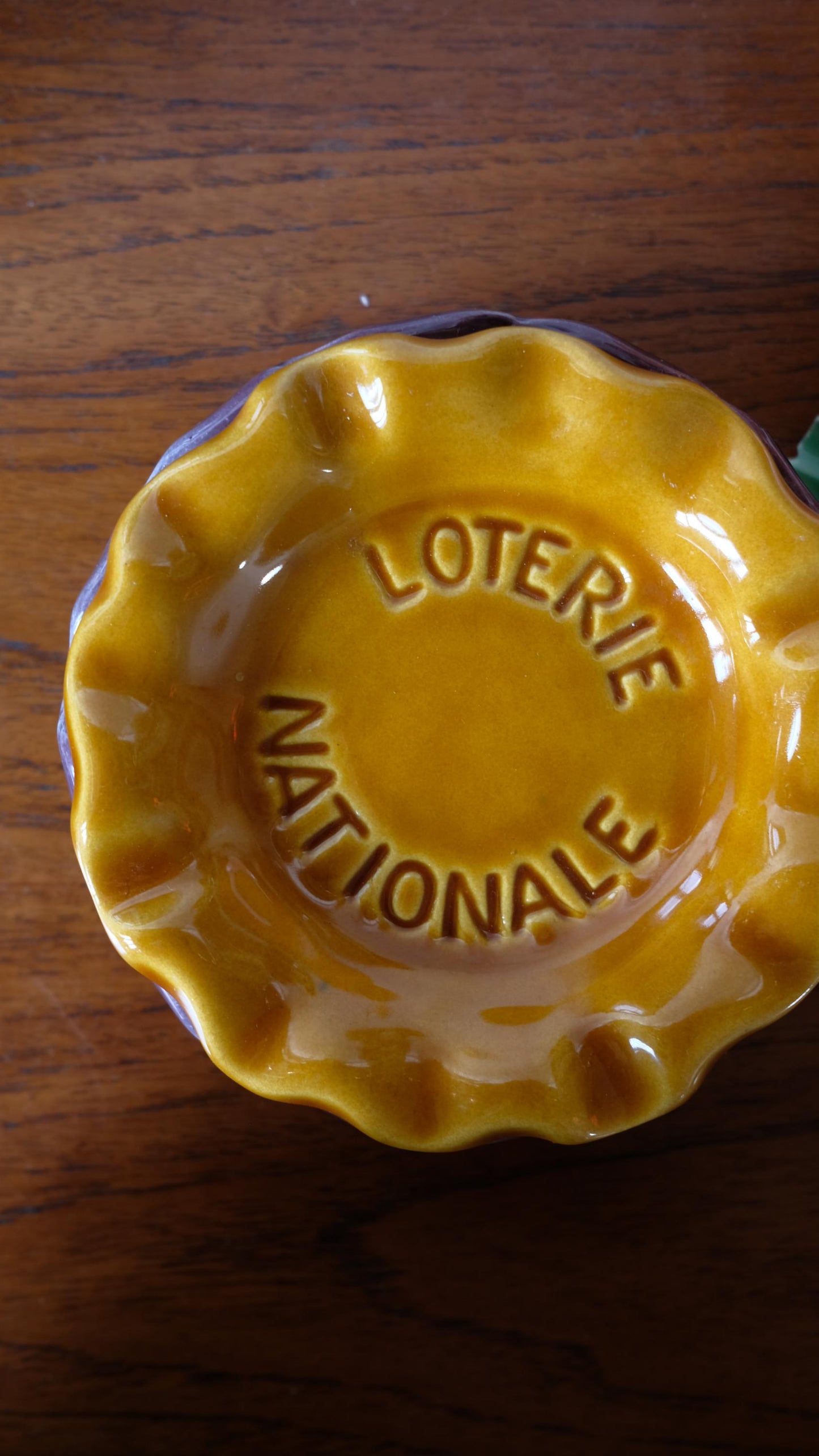 Cendrier vintage de la loterie nationale vintage en céramique de saint Clément
