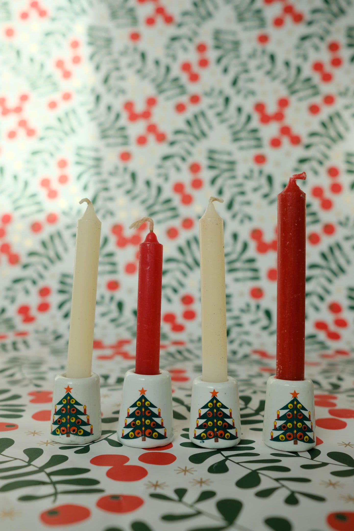 Mini bougeoirs sapins de Noël