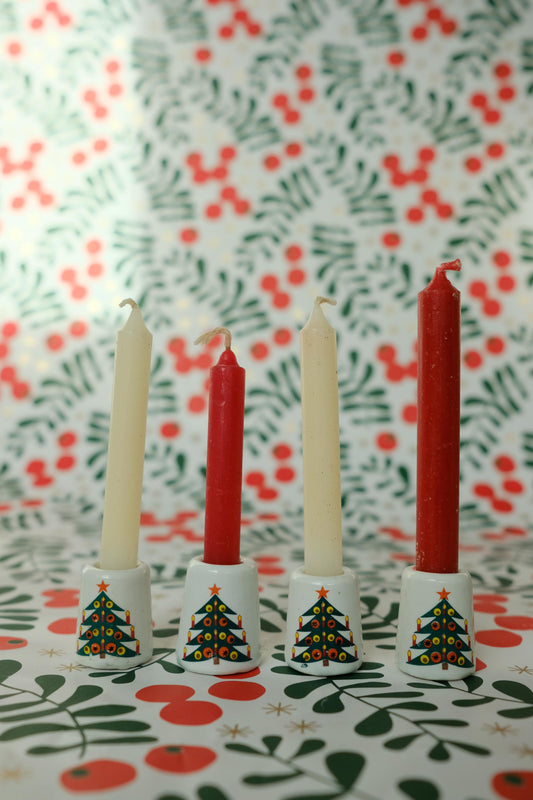 Mini bougeoirs sapins de Noël