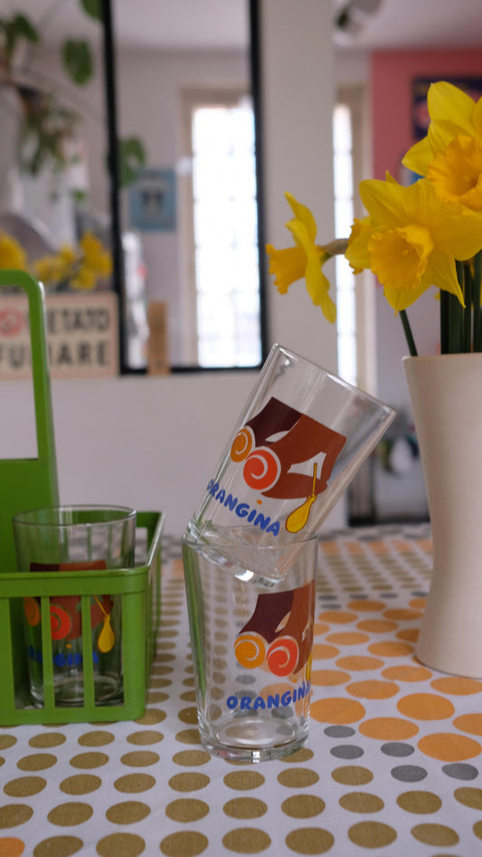 Verres publicitaires de bistrot Orangina