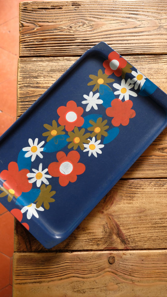 Plateau vintage motif fleuri attribué à Guzzini
