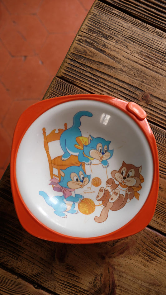 Assiette à bouillie vintage motifs chats de cartoon
