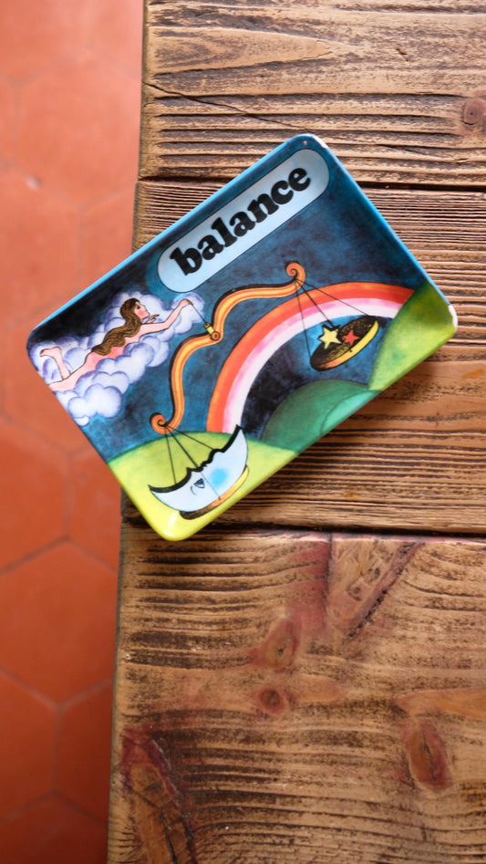 Petit plateau/vide-poche vintage motif signe astro balance