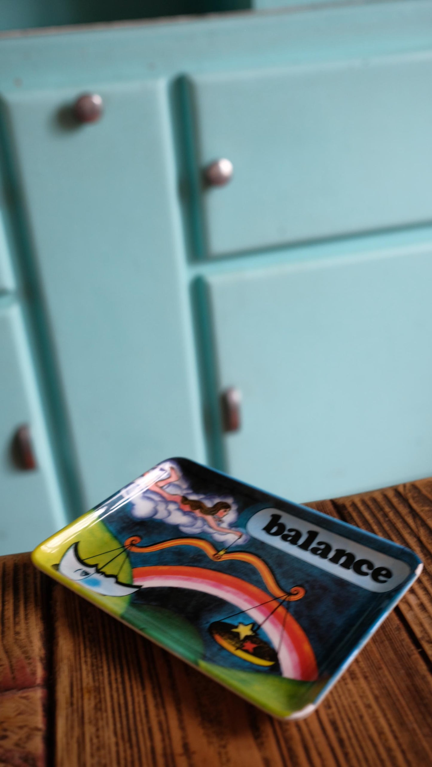 Petit plateau/vide-poche vintage motif signe astro balance