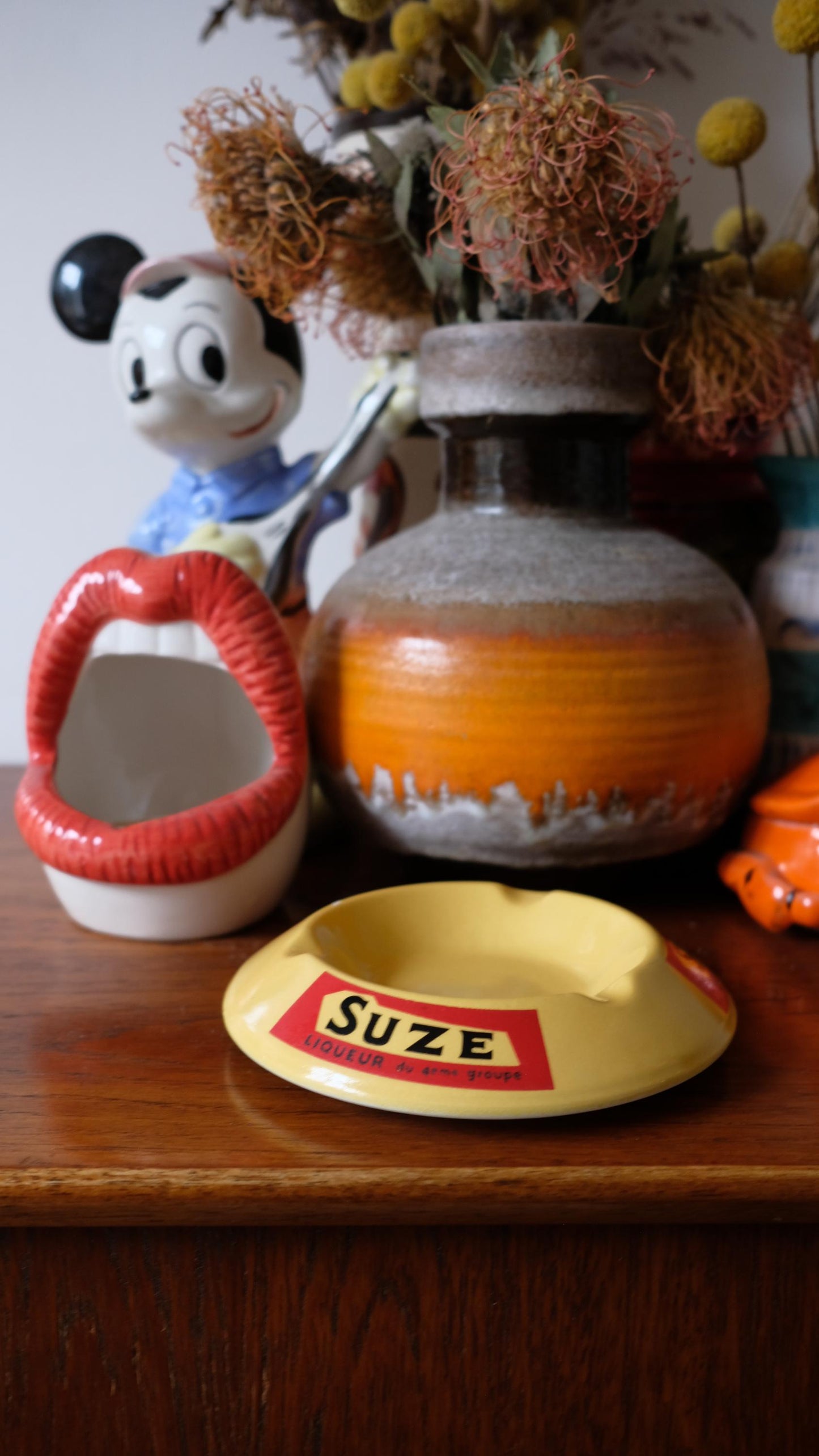 Cendrier publicitaire Suze vintage en céramique moulin des loups