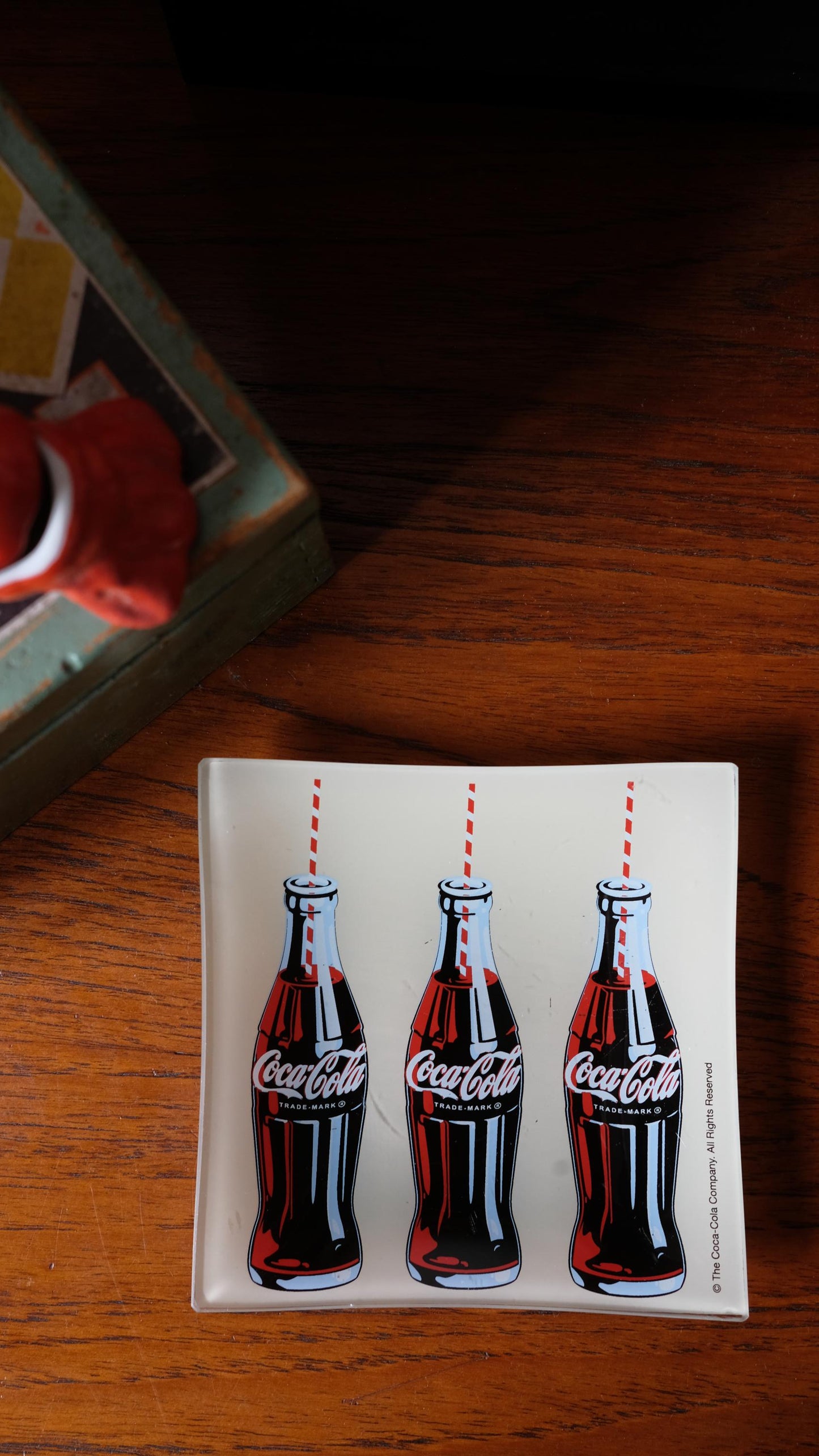 Vide-poches publicitaire coca cola vintage en verre trempé