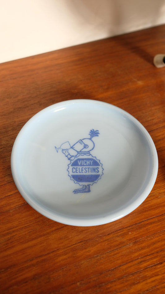 Cendrier publicitaire Vichy Célestin vintage en opaline