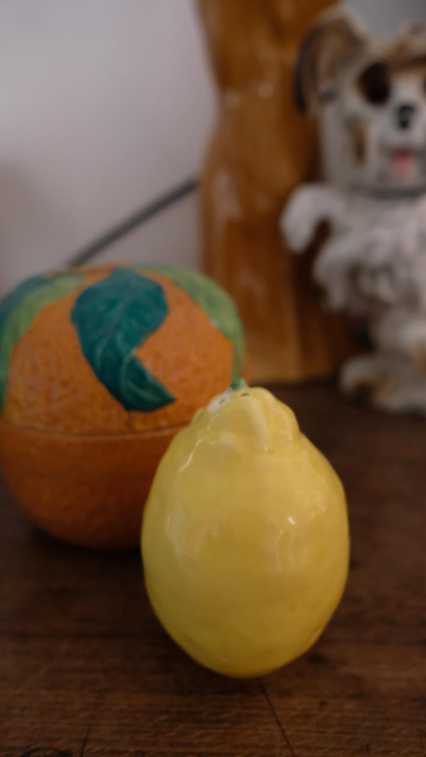 Salière vintage en céramique en forme de citrons