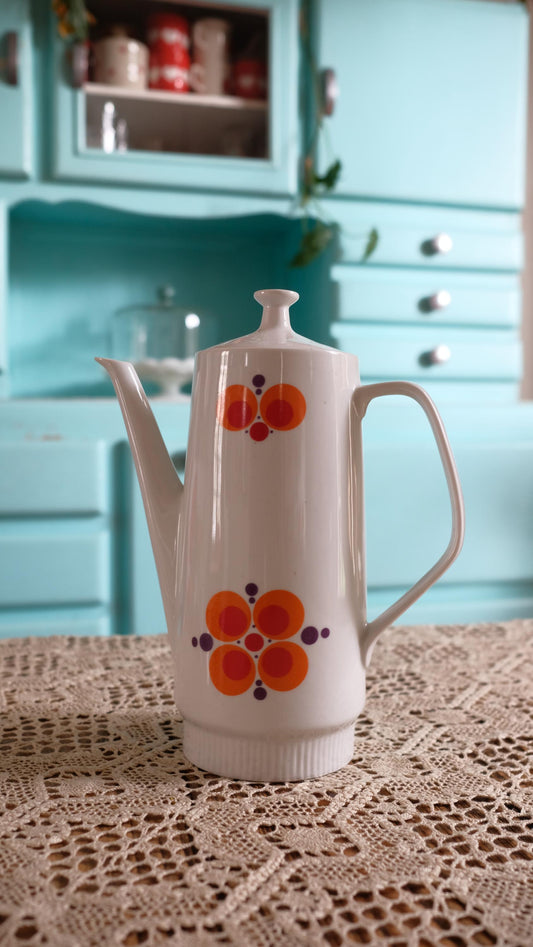 Cafetière Colditz Porcelan vintage style années 60 fabriquée en Allemagne de l'est