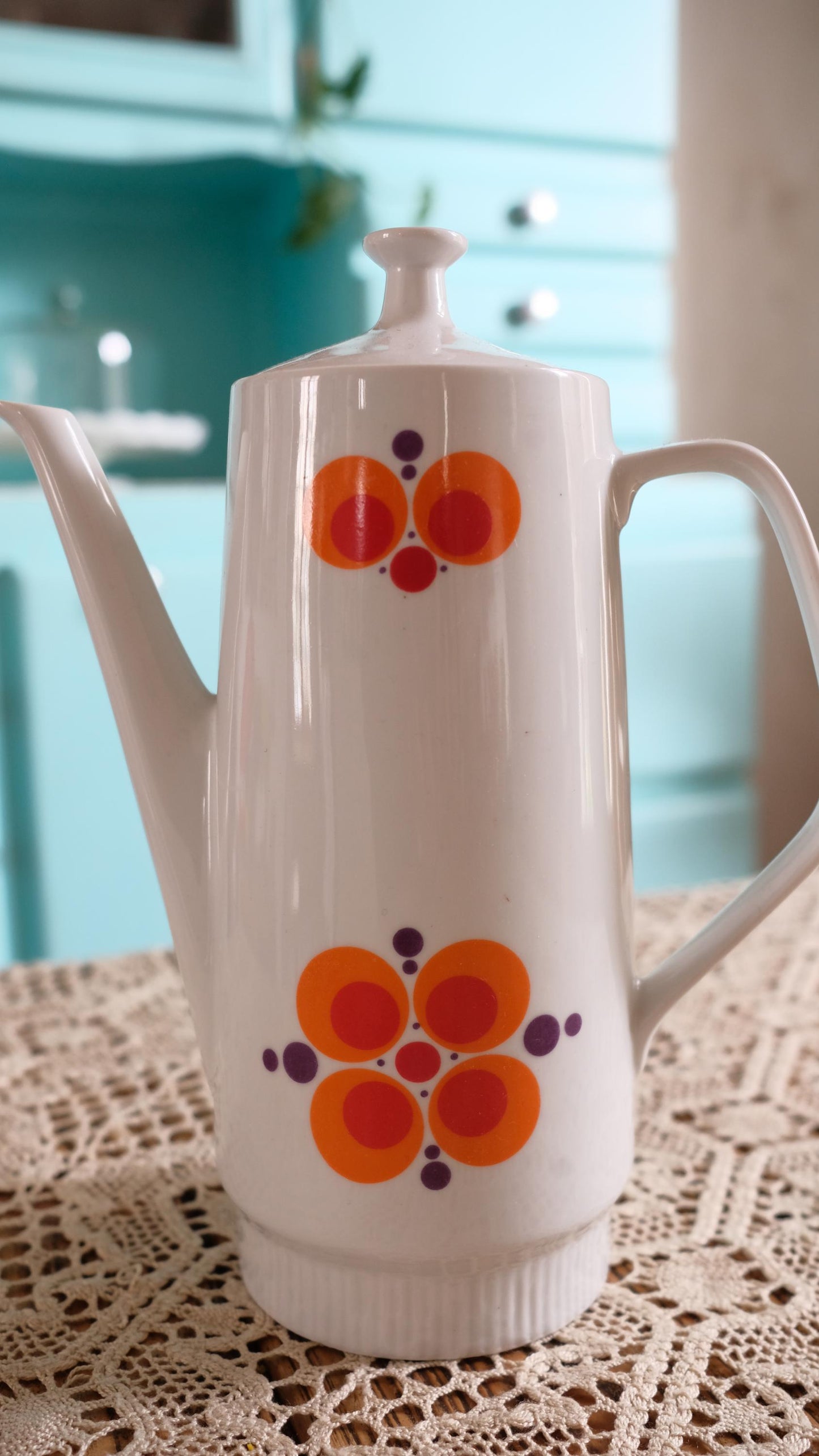 Cafetière Colditz Porcelan vintage style années 60 fabriquée en Allemagne de l'est