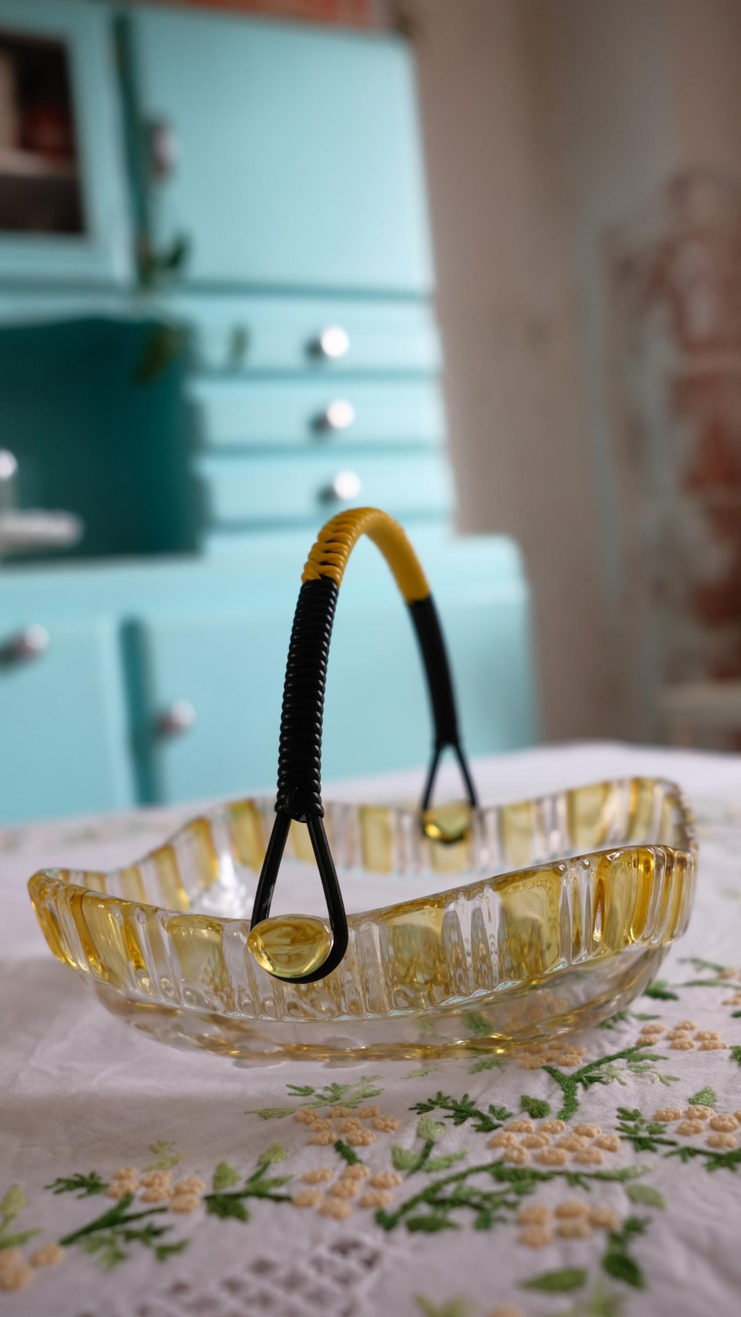 Panier/ cendrier en verre vintage années 50/60