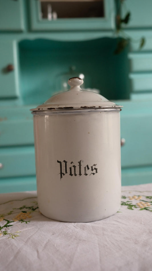 Pot pâtes vintage en tôle émaillée