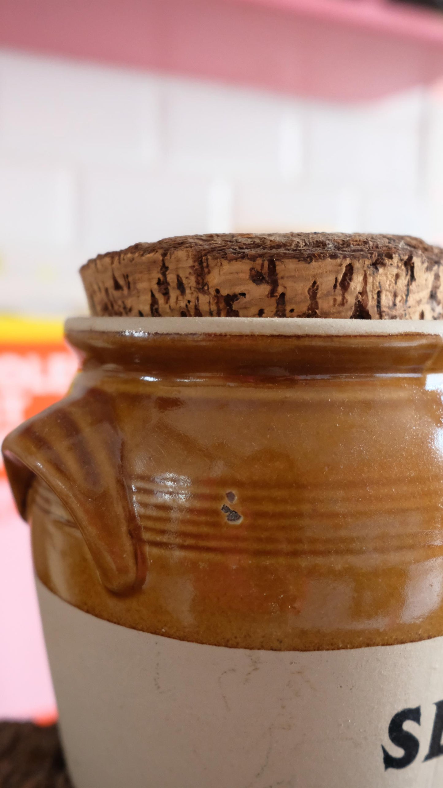 Lot de trois pots de stockage vintage en grès LML