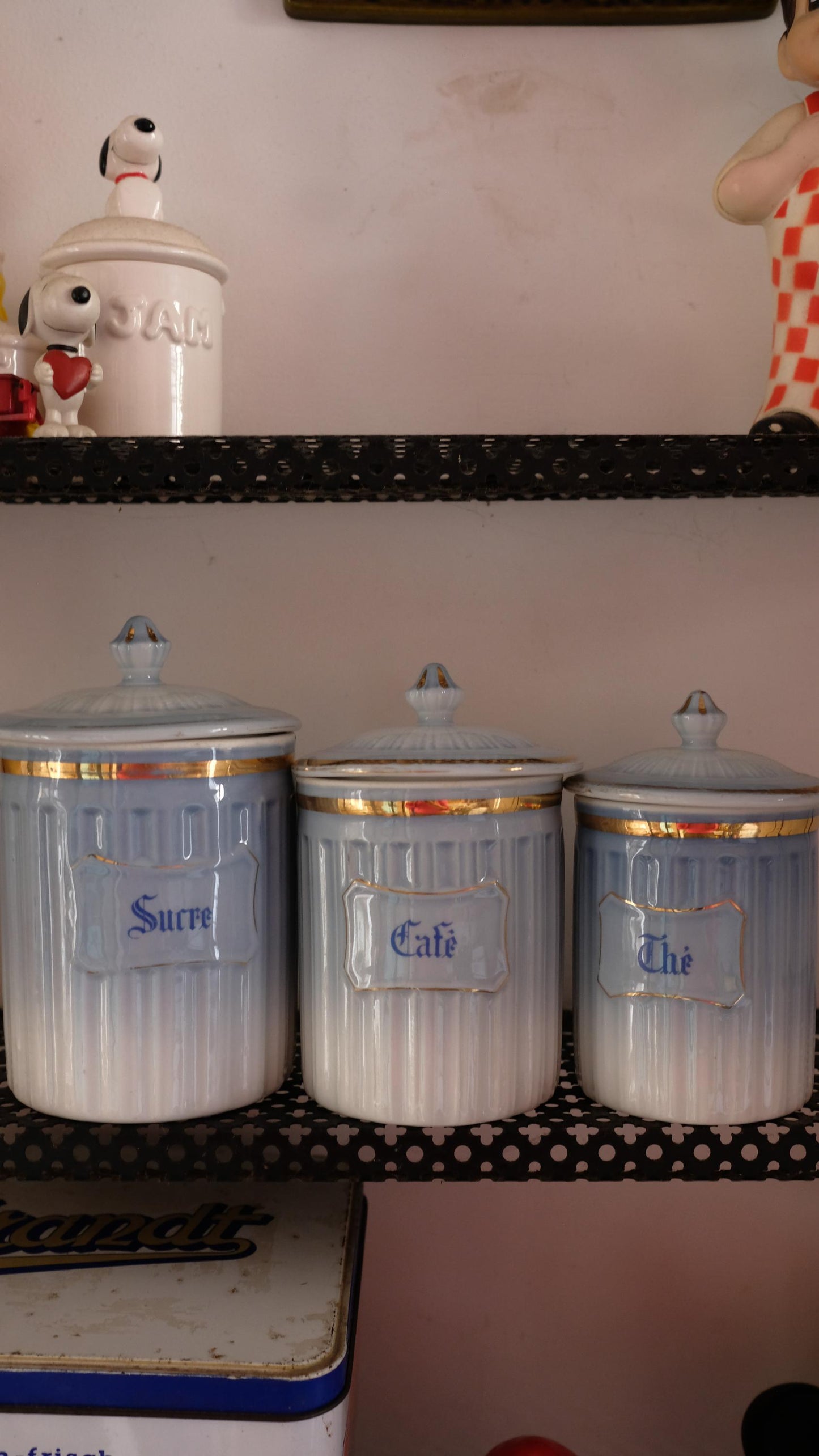 Lot de trois pots de stockage vintage en aluminite Prugier