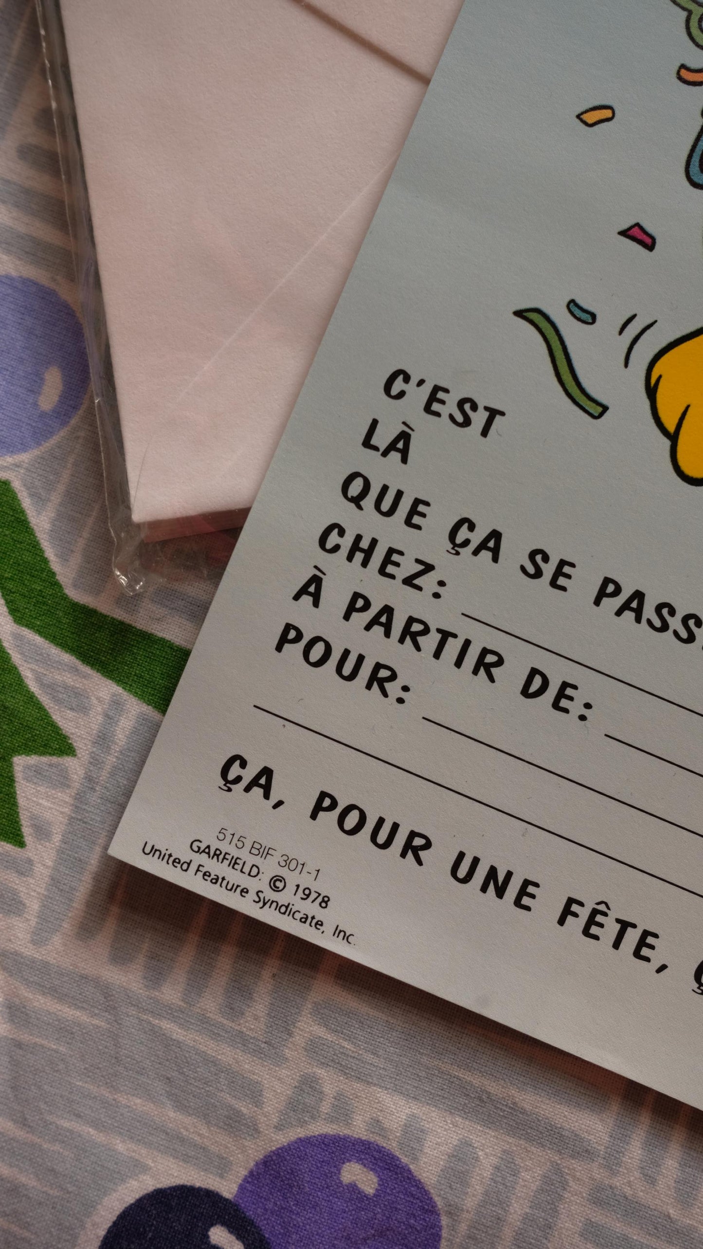 Carnet d'invitation Garfield vintage