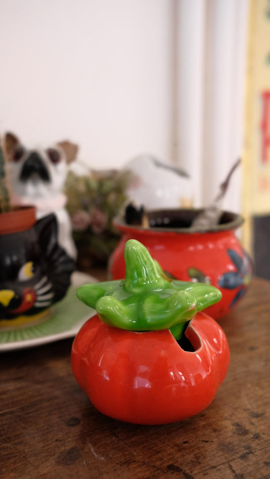 Boîte/moutardier en barbotine tomate