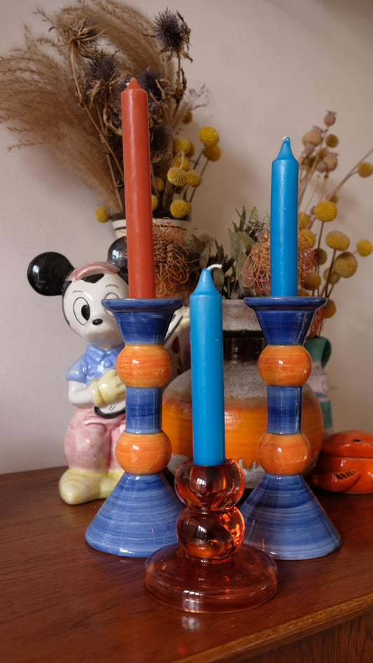 Lot de trois bougeoirs vintage style années 90