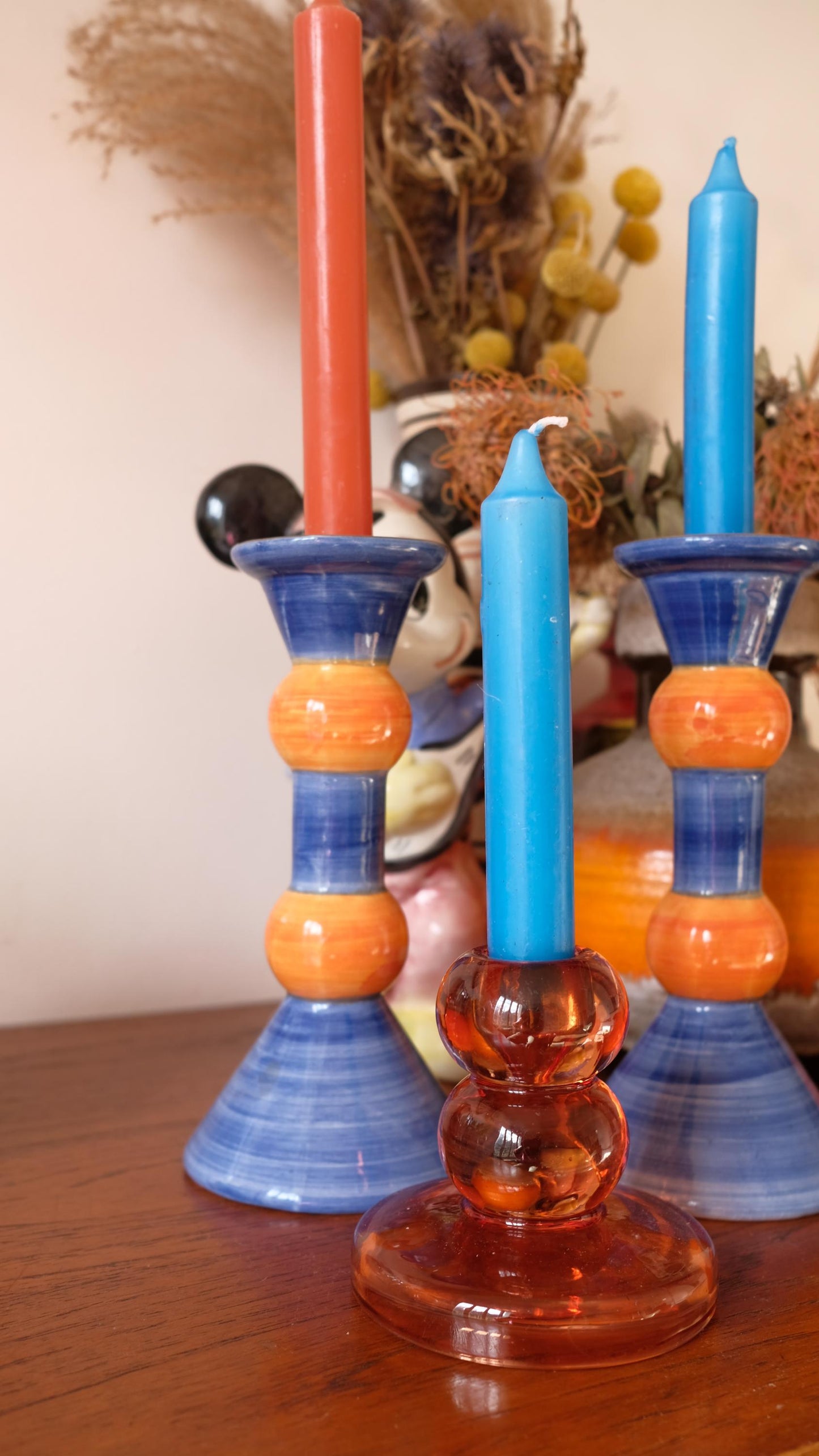 Lot de trois bougeoirs vintage style années 90