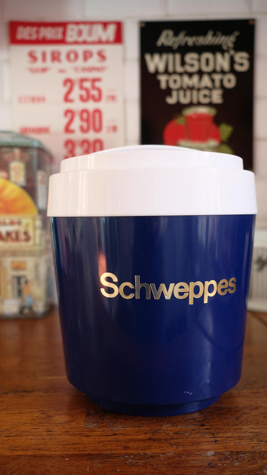 Seau à glaçons publicitaire Schweppes made in England vintage