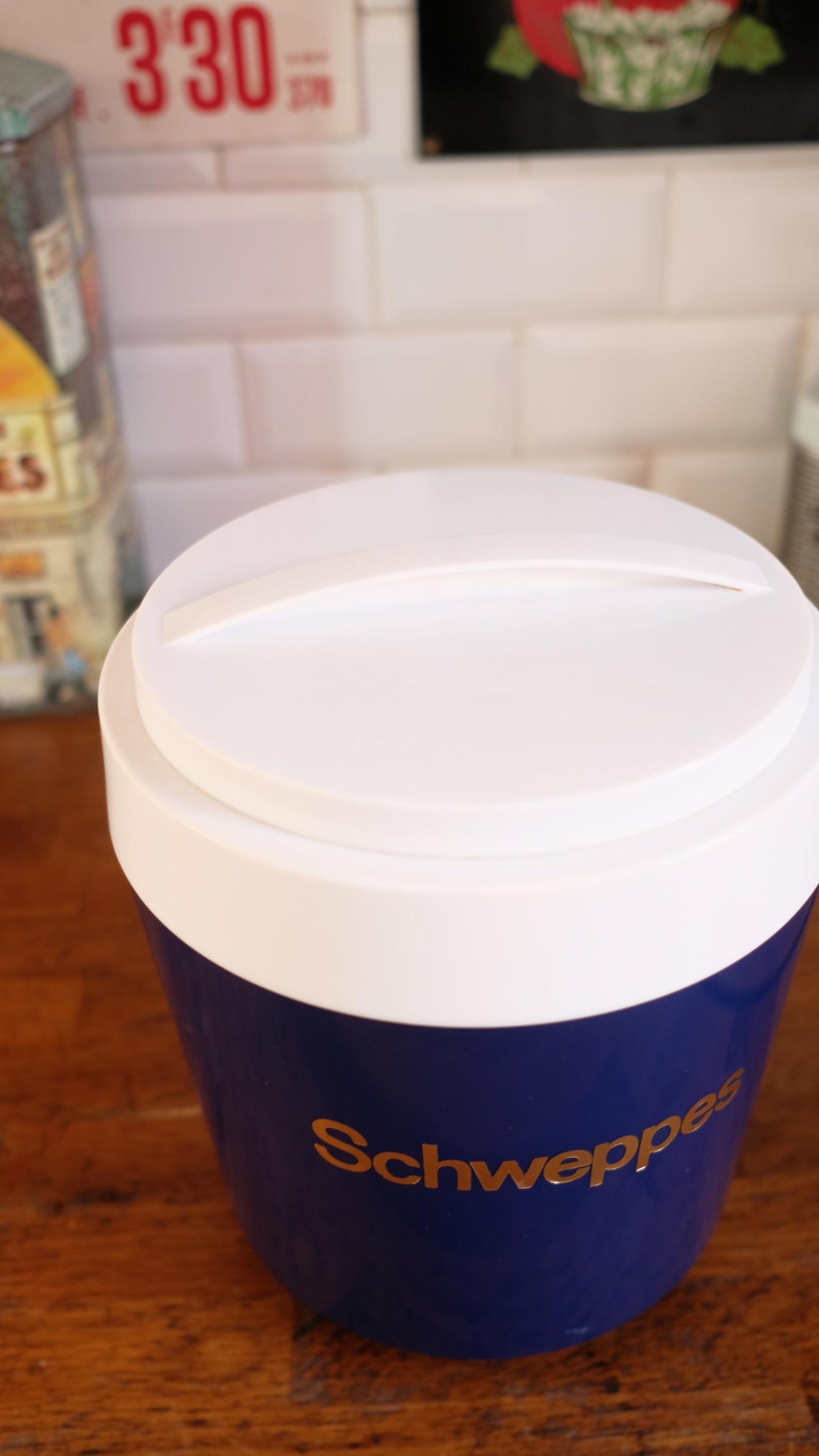 Seau à glaçons publicitaire Schweppes made in England vintage