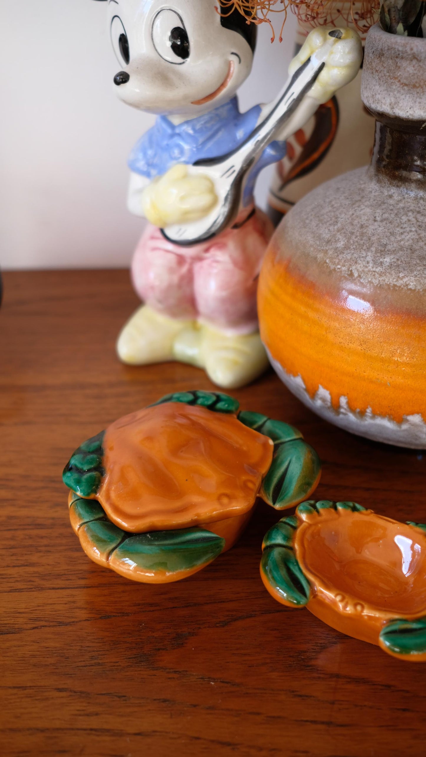 Boites vintage en céramique en forme de crabes