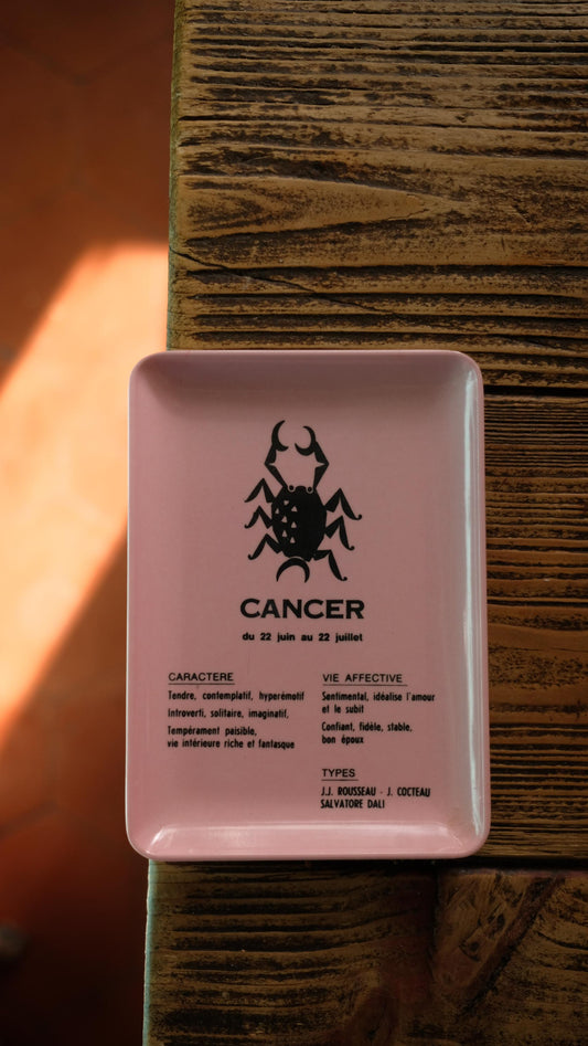 Petit plateau/vide-poche vintage motif signe astro Cancer