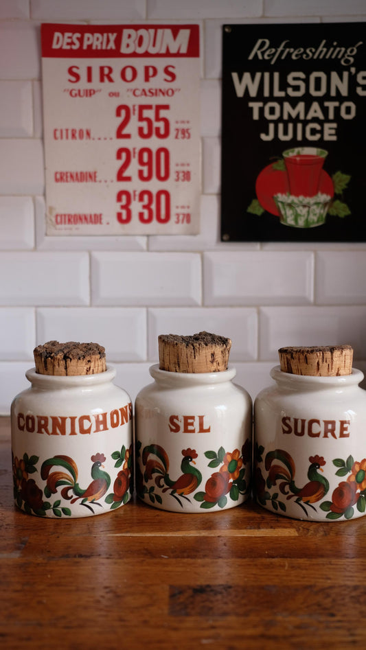 Lot de trois pot de stockage LML vintage en grès style Digoin