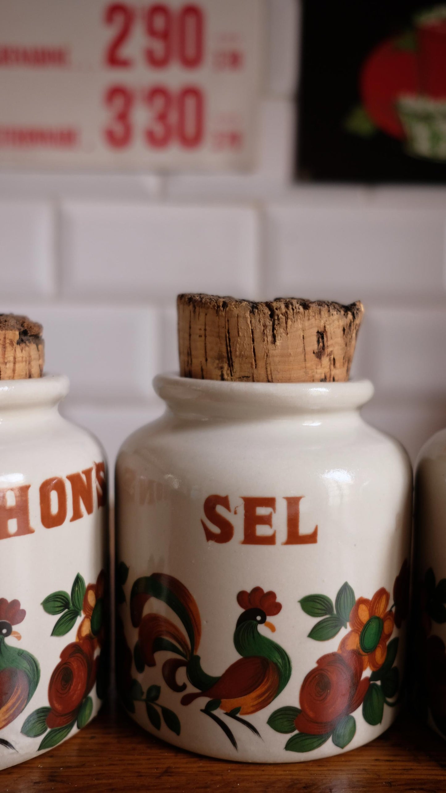 Lot de trois pot de stockage LML vintage en grès style Digoin